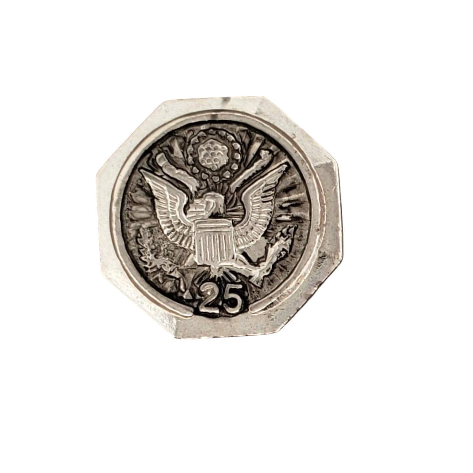 Vintage US Military Service 25 Year Lapel Hat Pin Eagle