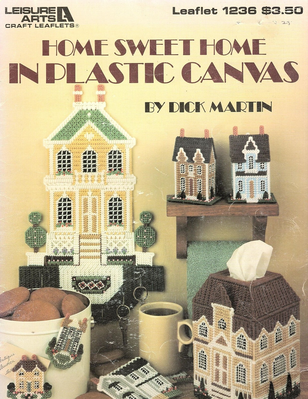 Leisure Arts Vintage Craft Leaflet Home Sweet Home In Plastic Canvas Pattern