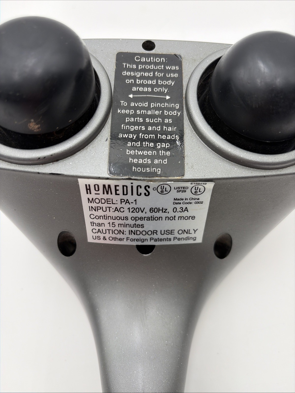 HoMedics PA-1 Variable Speed Handheld Professional Percussion Dual Massager