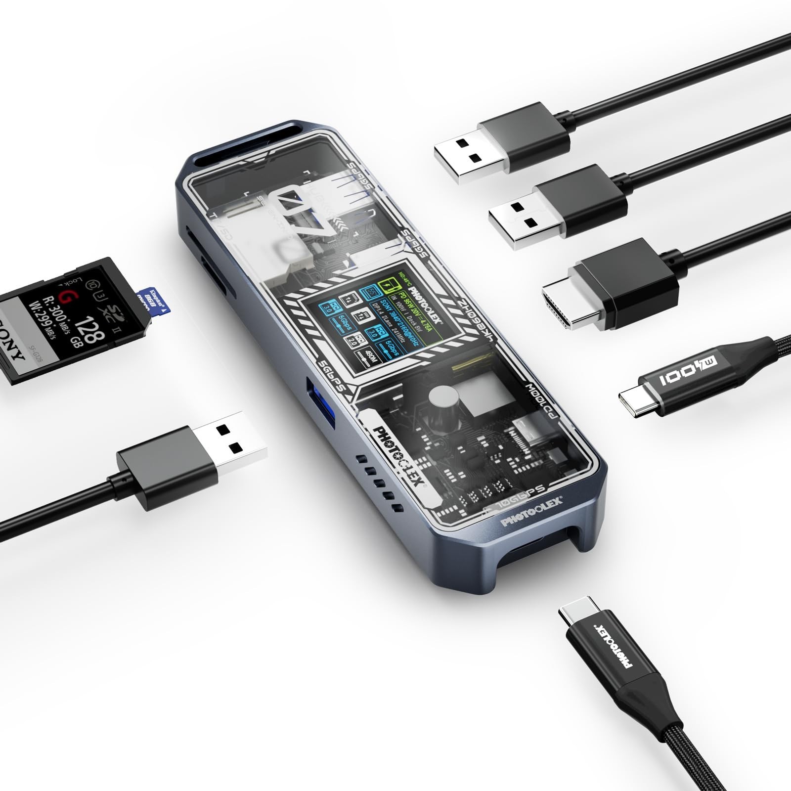 PHOTOOLEX USB C Hub(7 in 1) with HDMI Port 4K@60Hz, 100w PD Power Delivery, 3...
