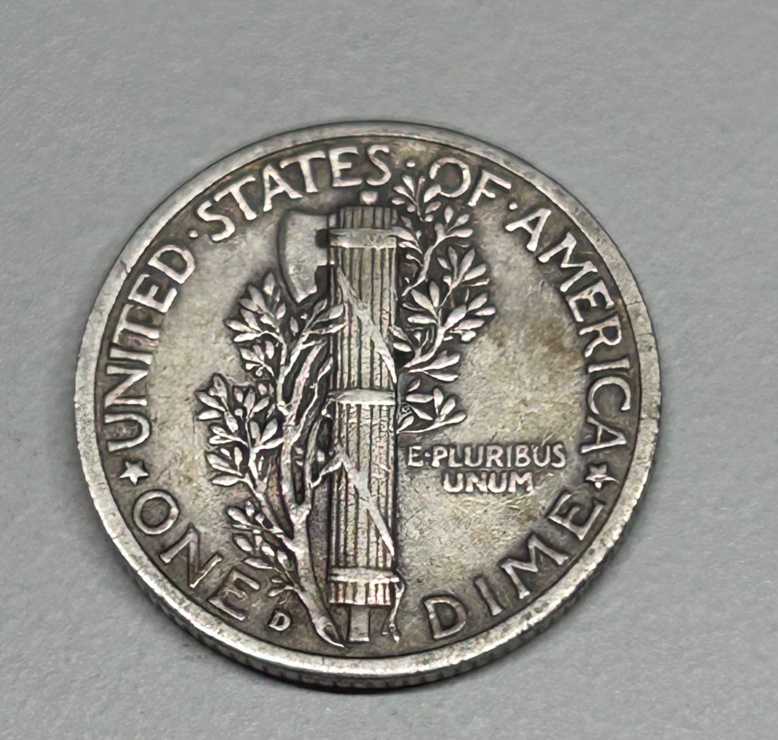1941 D Mercury Dime Intersecting Lamination Die Crack Mint Error Silver 10C Coin