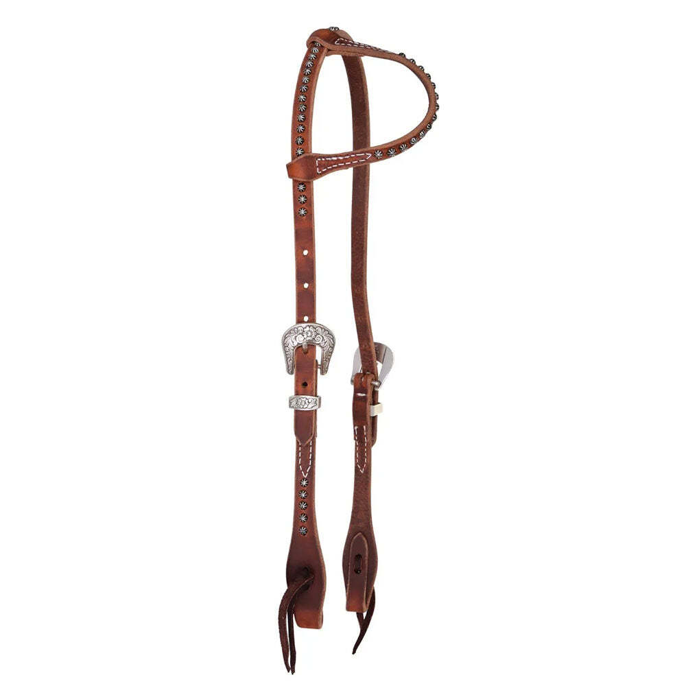 7044 Circle Y Rosewood Slide Ear Headstall with Dots NEW