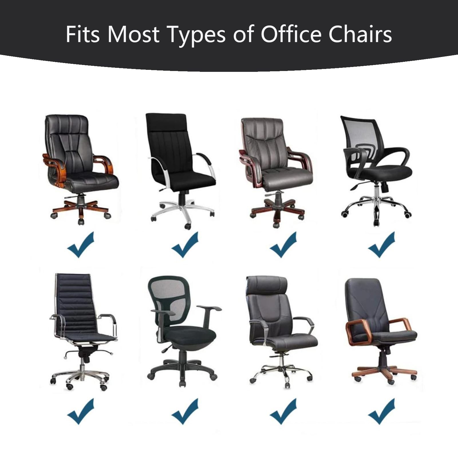 DVLOL Computer Office Chair Cover with Large | No Armrests, Black