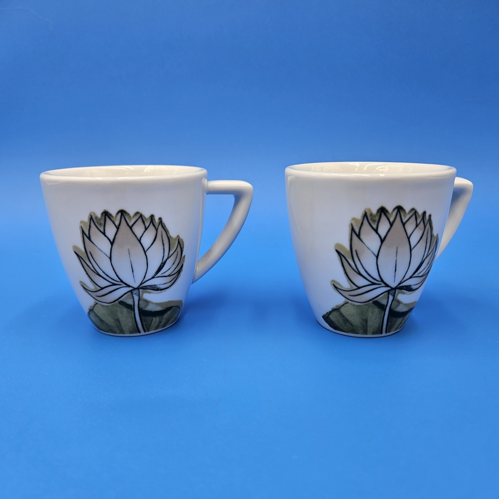 Nespresso Collection Espresso Demitasse Cups Lotus Flowers Water Lilly Set Of 2