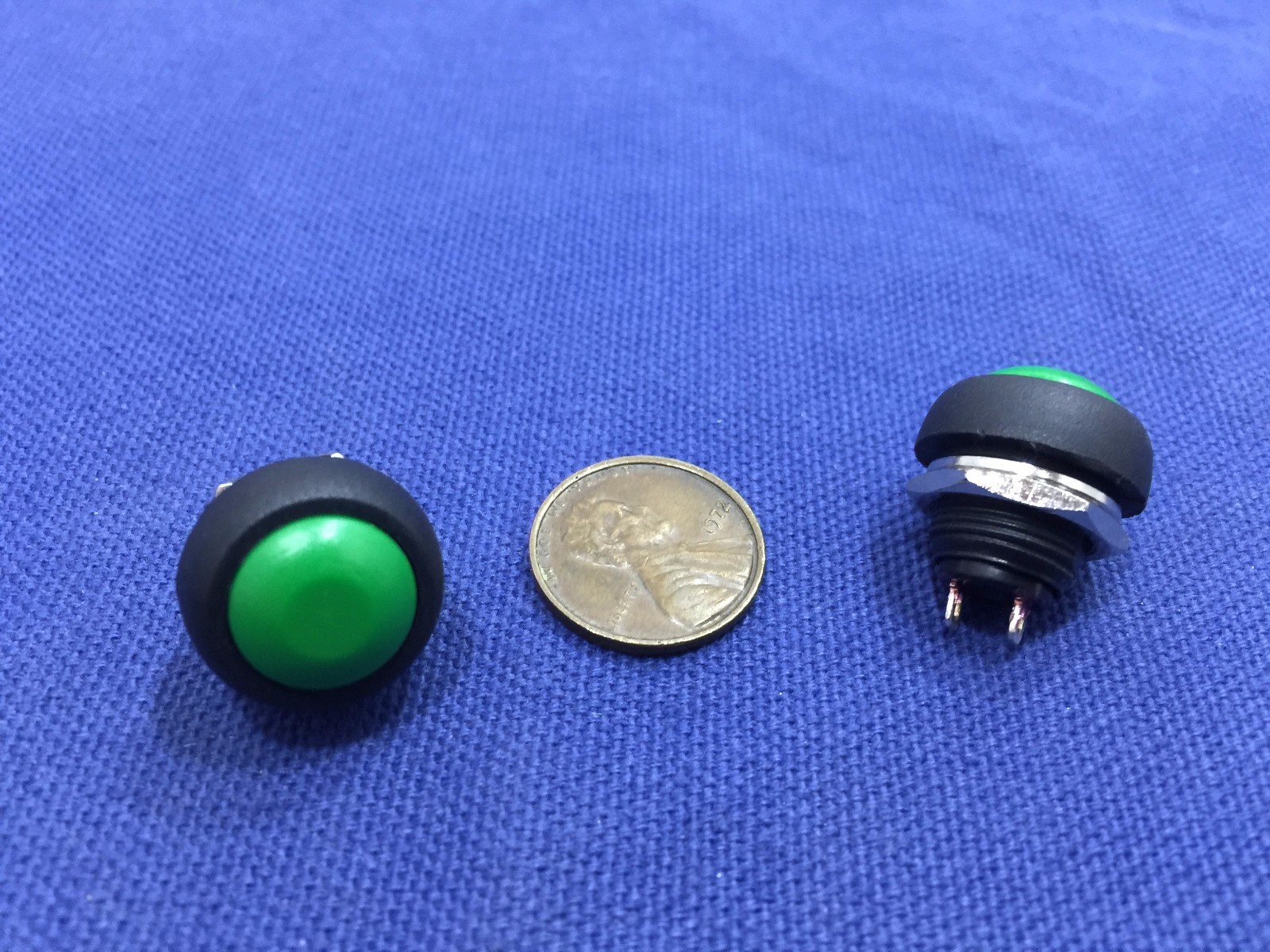 2 Pieces GREEN N/O  12mm Round Momentary Push Button Switch 3A 250VAC C2