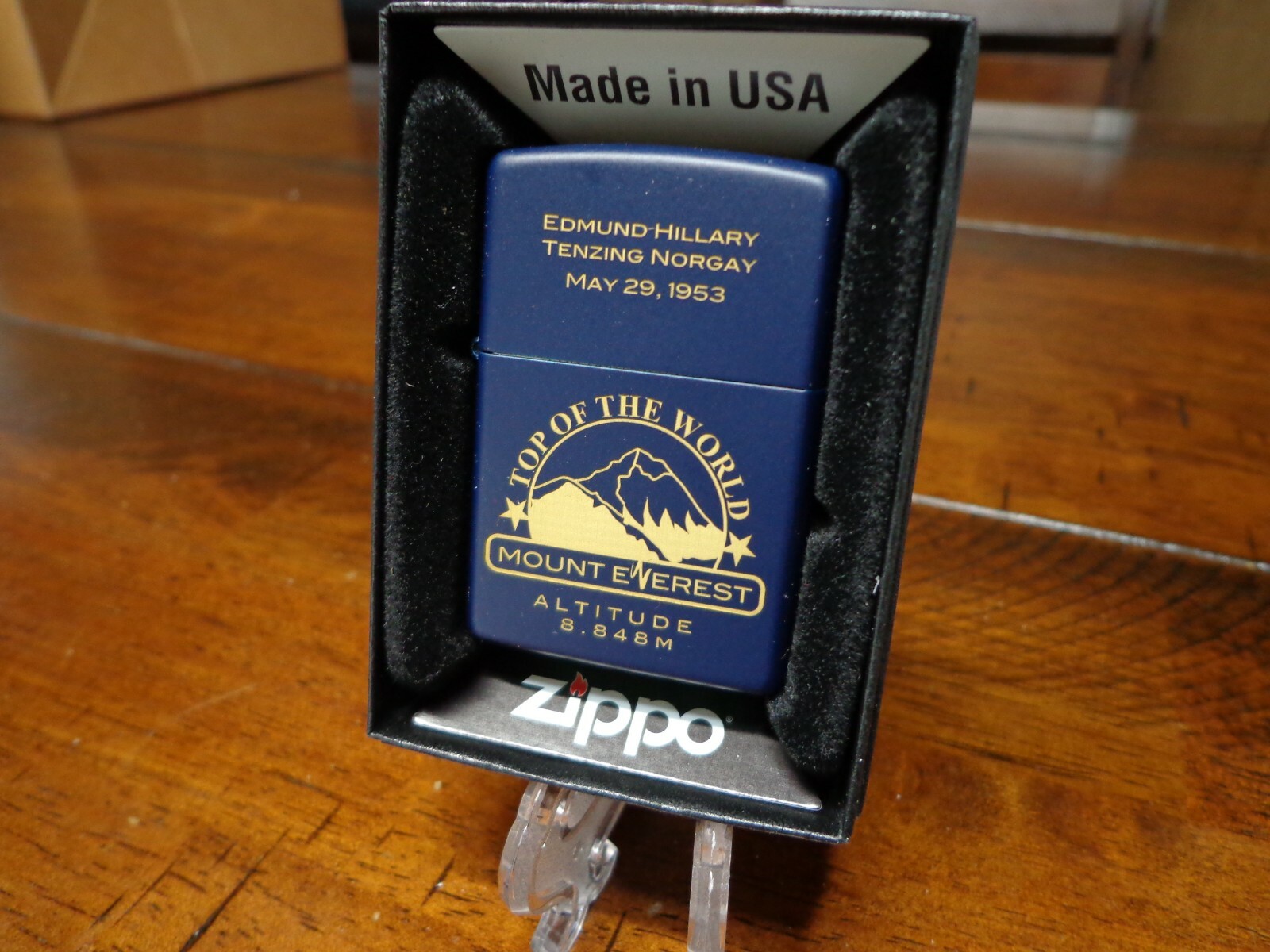 MOUNT EVEREST ALTITUDE 8,848 M EDMUND HILLARY TENZING NORGAY ZIPPO LIGHTER MINT