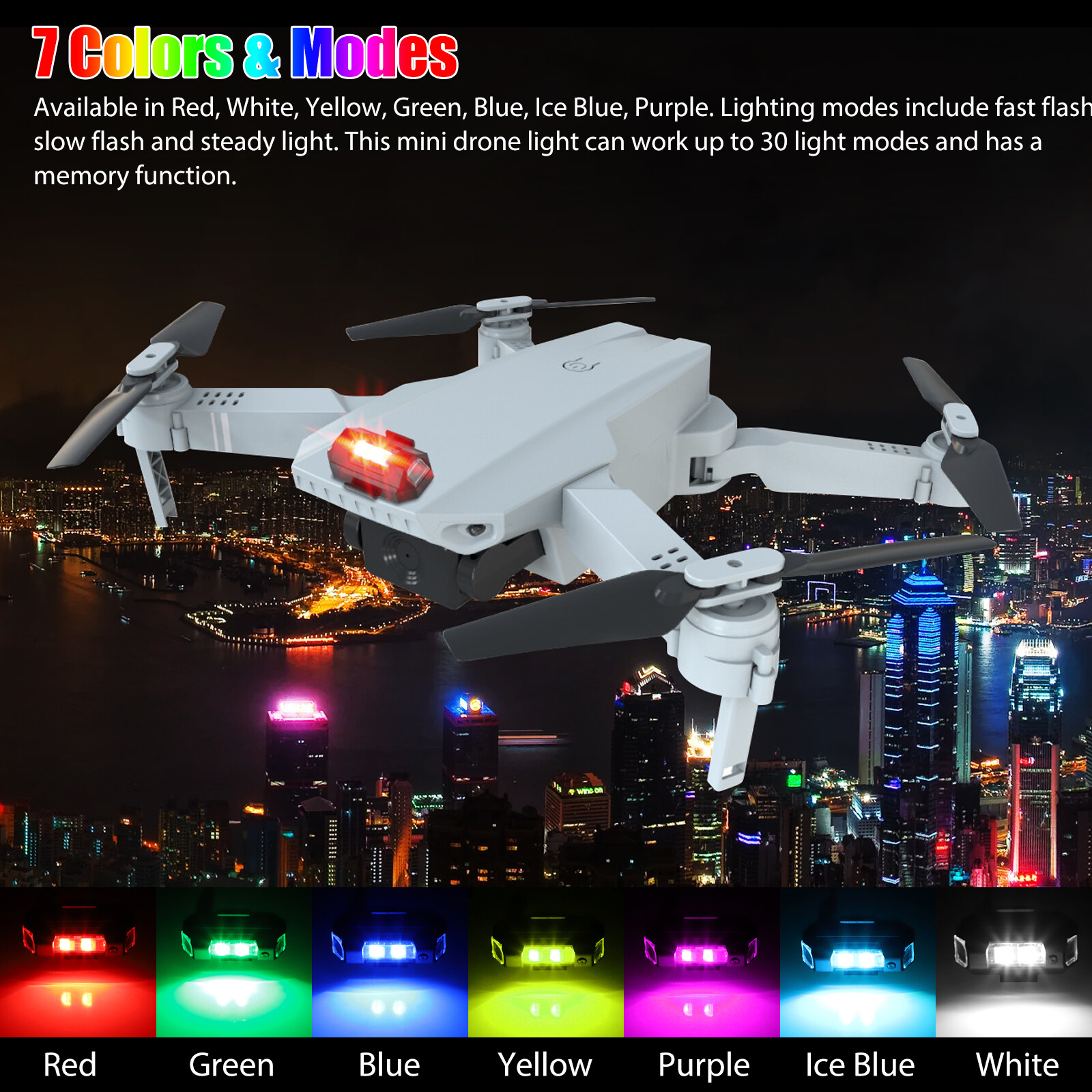 4Pcs/Set Drone Warning Strobe Lights LED Anti-collision 7 Colors USB Chargeable