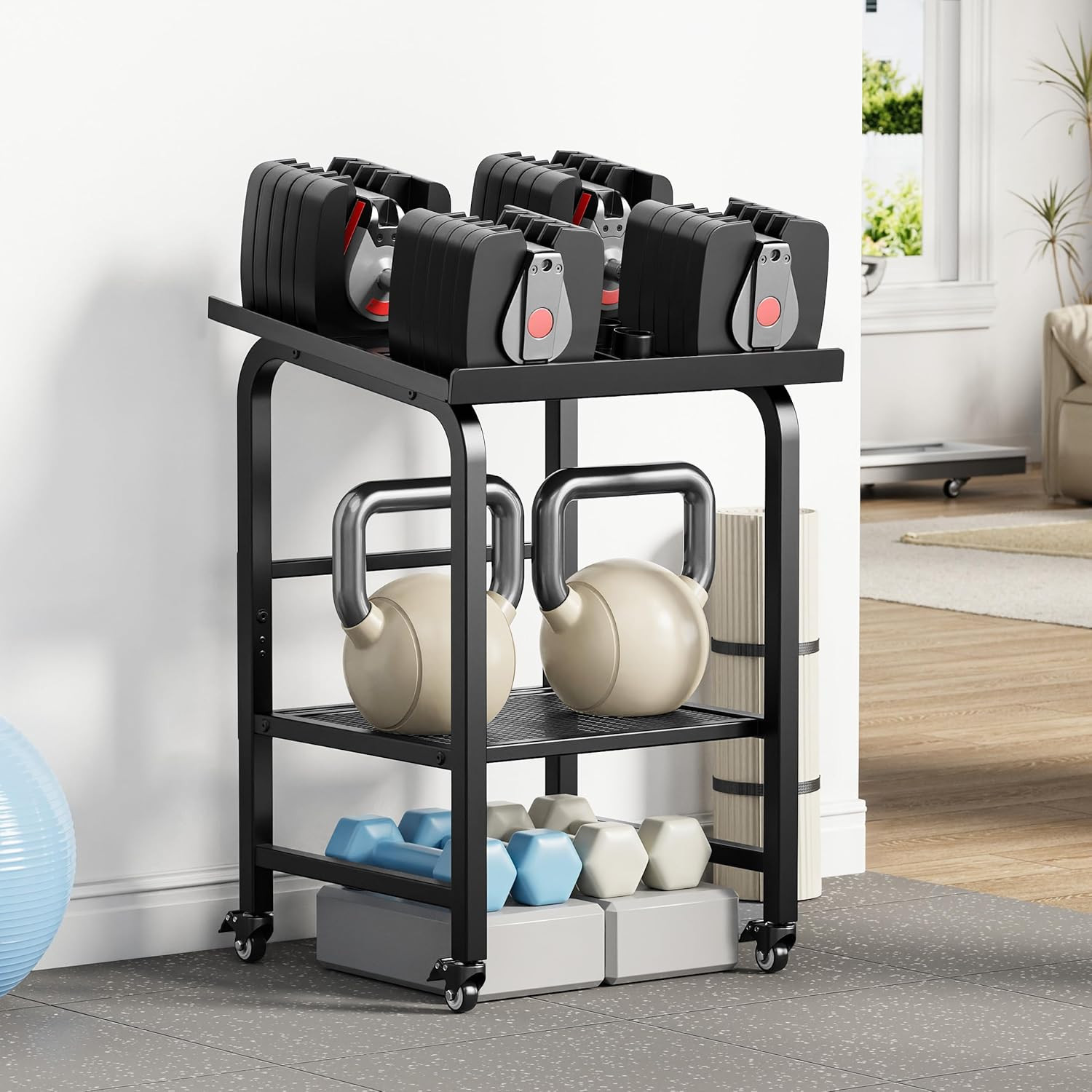 Adjustable Dumbbell Rack with Wheels, 500 lbs Capacity (Rack Only)