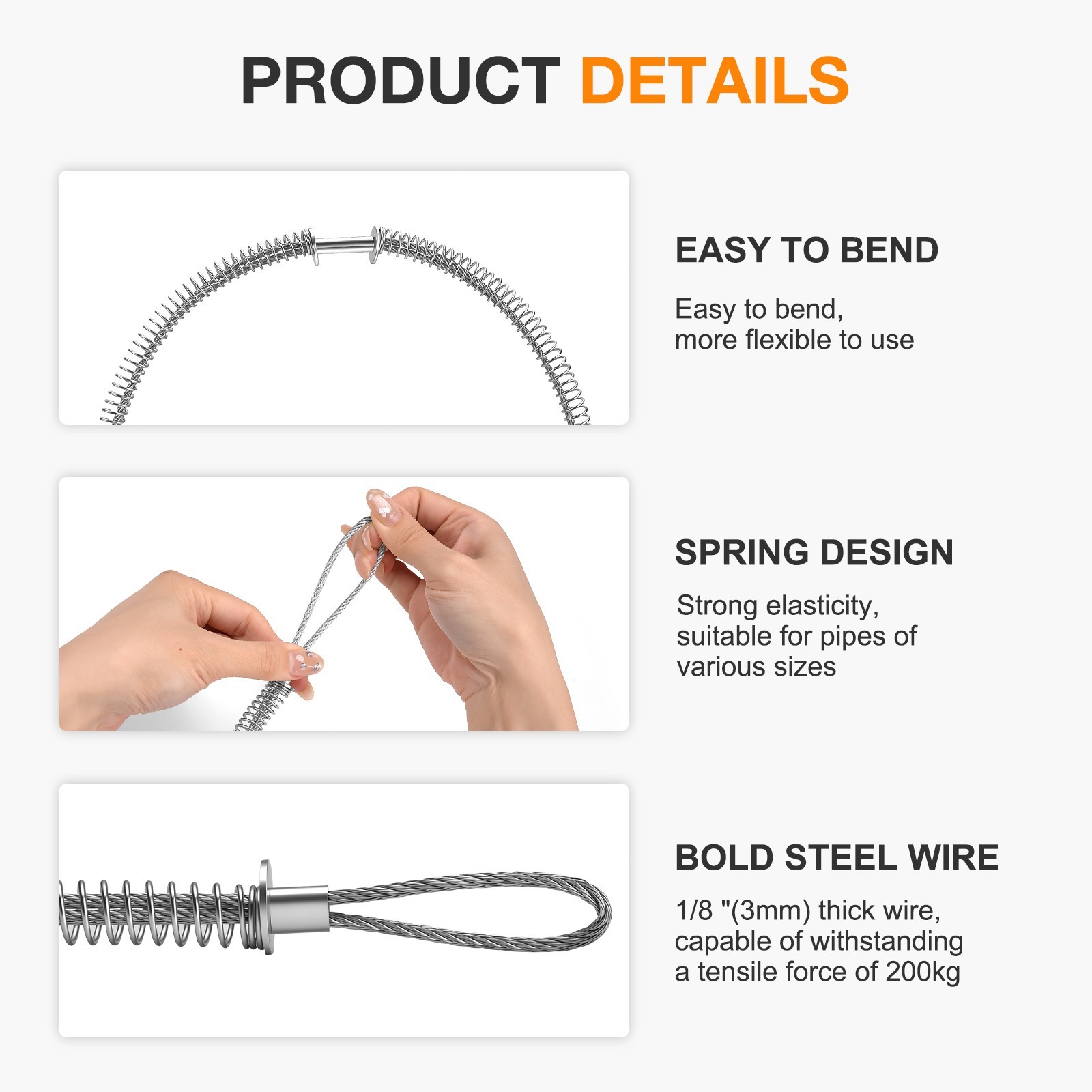 Whip Check Safety Cable 440lbs 1/8"x20" Hose Restraint Anti-Whiplash Air Tool