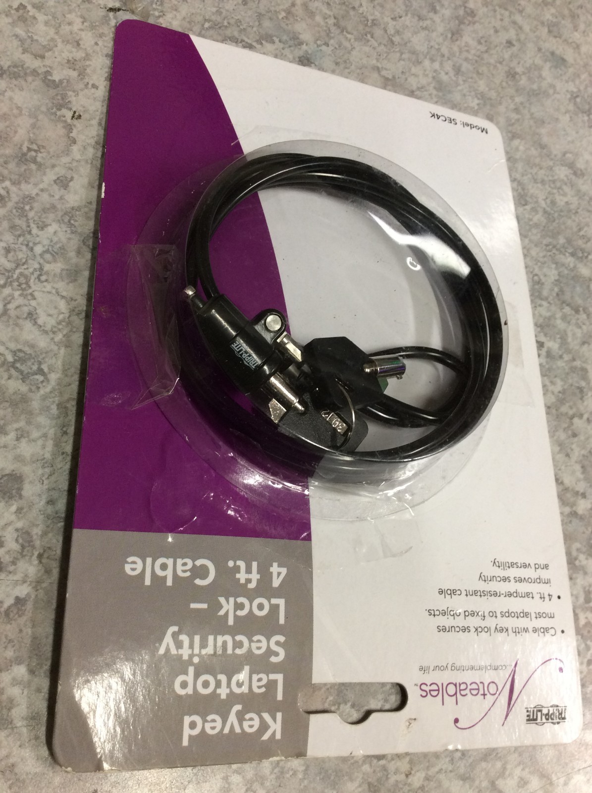 Tripp Lite Keyed Laptop Security Lock w/ 4ft. Cable SEC4K
