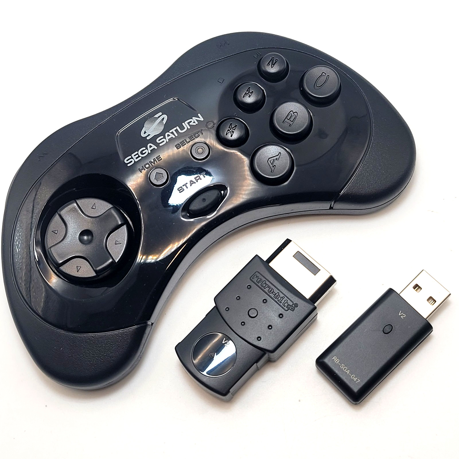 Retro-Bit 2.4GHz V2 Wireless Controller 8-Button Sega Saturn, Genesis Mini Black