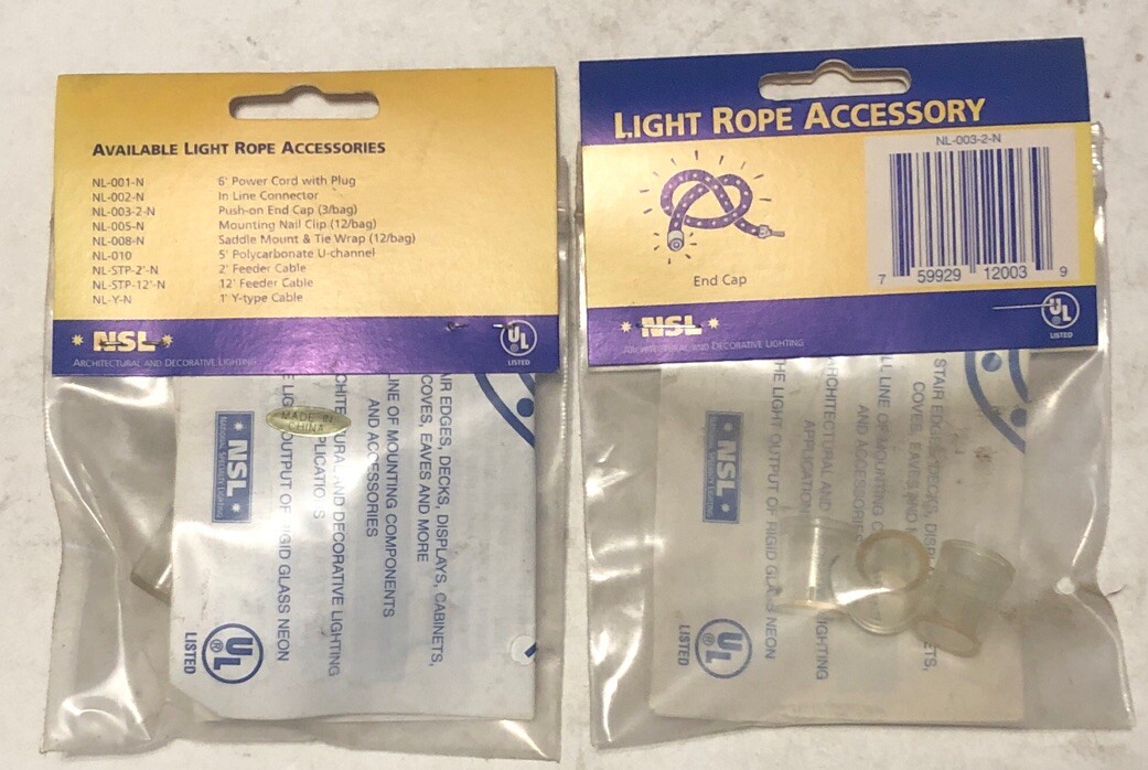 (Lot Of 2) NSL Light Rope Accessory Push On End Cap 3 Per Pack- Total Of 6 Caps
