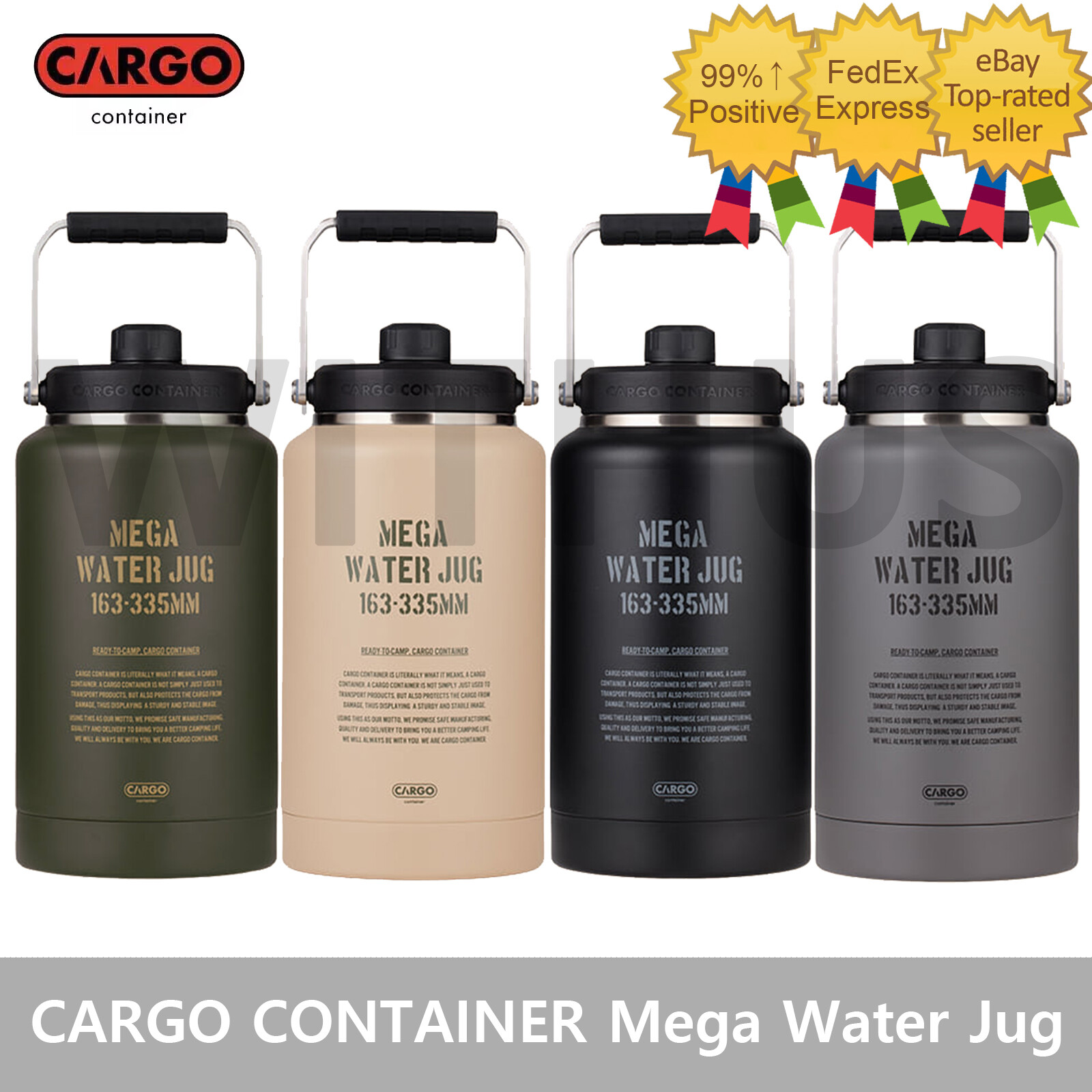 CARGO CONTAINER Mega Water Jug 3.8L for Camping Oudoor - 4colors =