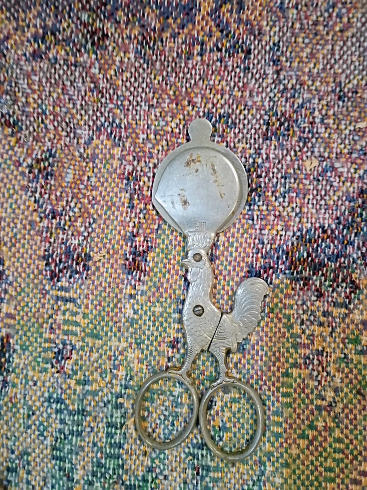 Antique Metal Chicken Soft Boiled Egg Cutter Tapper Scissors