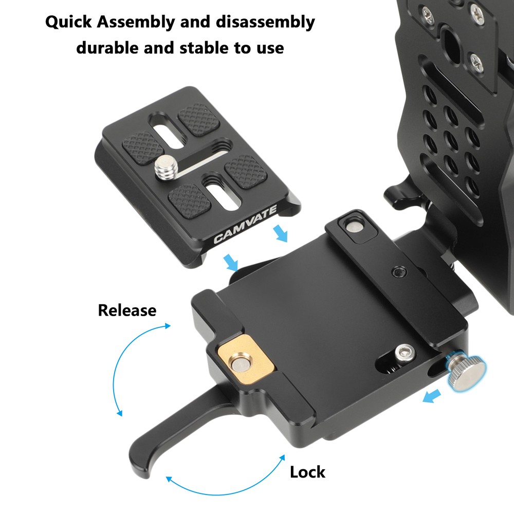 CAMVATE L-Shaped V-Lock Mounting Plate with Arca-Type Quick Release System