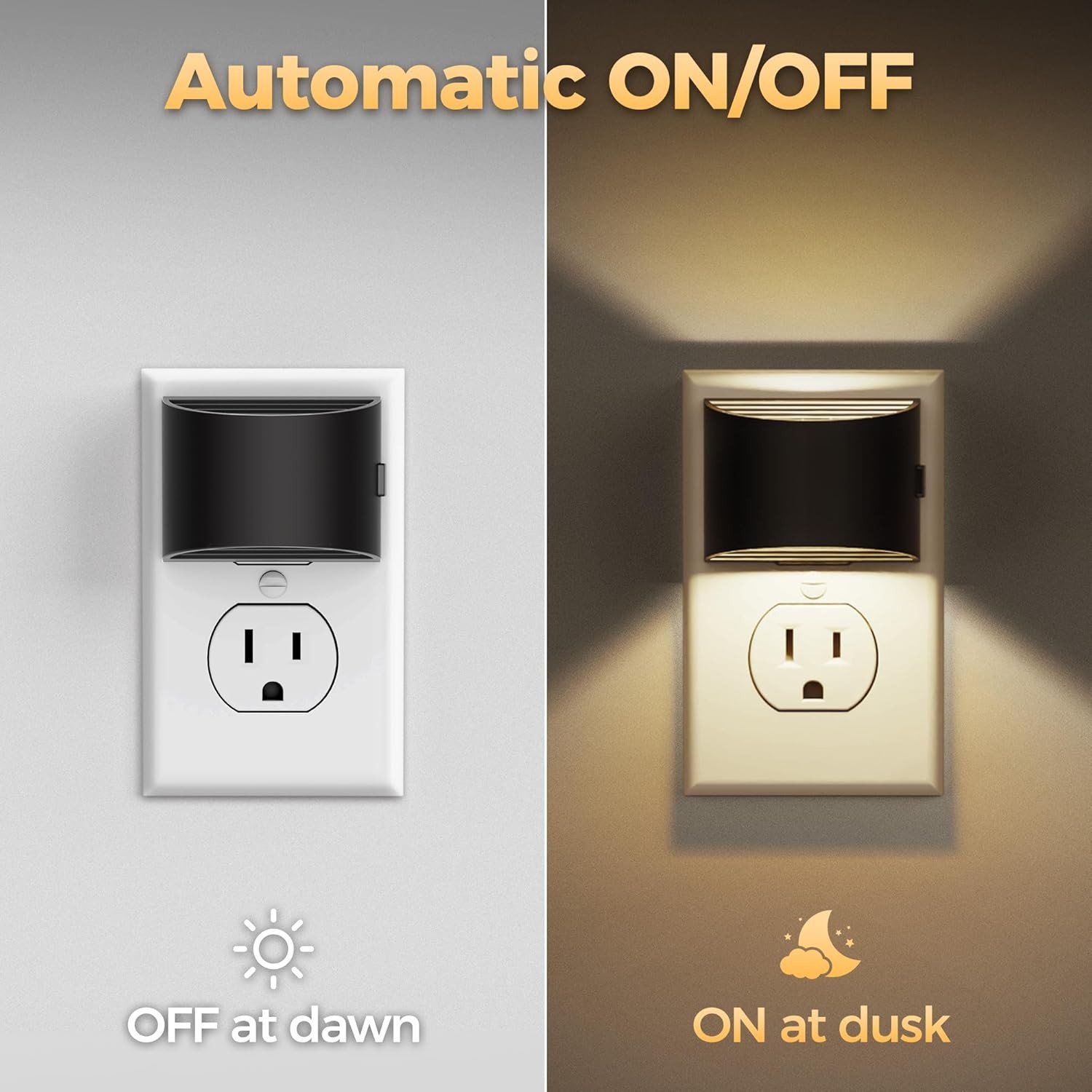 LED Night Light Plug-in 3 Level Brightness Dusk to Dawn 2 Pack