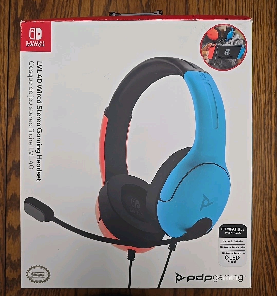 Nintendo Switch Gaming Headset Wired Brand PDP LVL40 Blue/Red