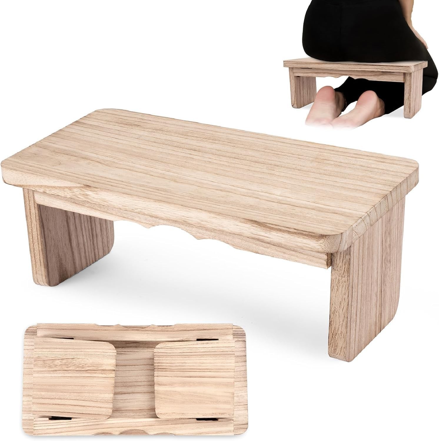 Natural Non-Slip Wooden Meditation Bench - Perfect for Mindfulness & Relaxation