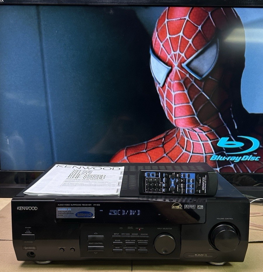 KENWOOD AM FM AV Surround Receiver VR-505 100w X 5 Remote Manual Bundle Tested