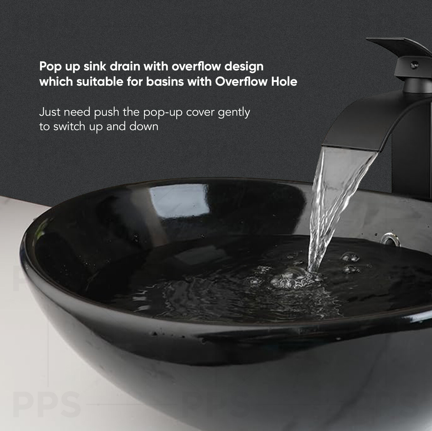 Bathroom Sink Pop-Up Drain Assembly with Overflow for vanity, Chrome