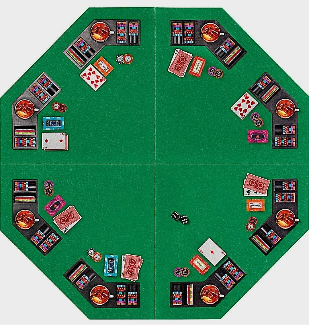 Folding 48-inch Octagon 8 Player Poker Table Top with Carry Case