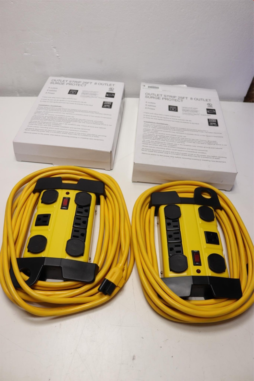 2x Lot 25ft 8 Outlet Strip Industrial Surge Protector
