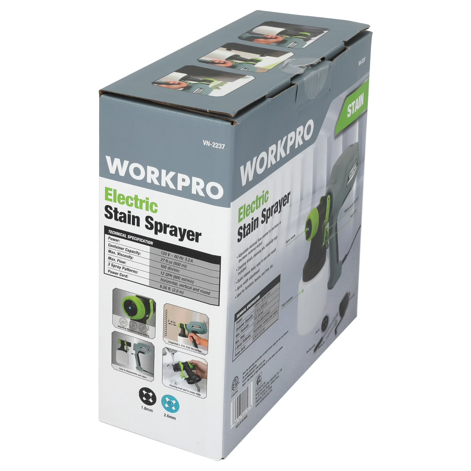 WORKPRO Electric Stain Sprayer, 1.8mm Nozzle