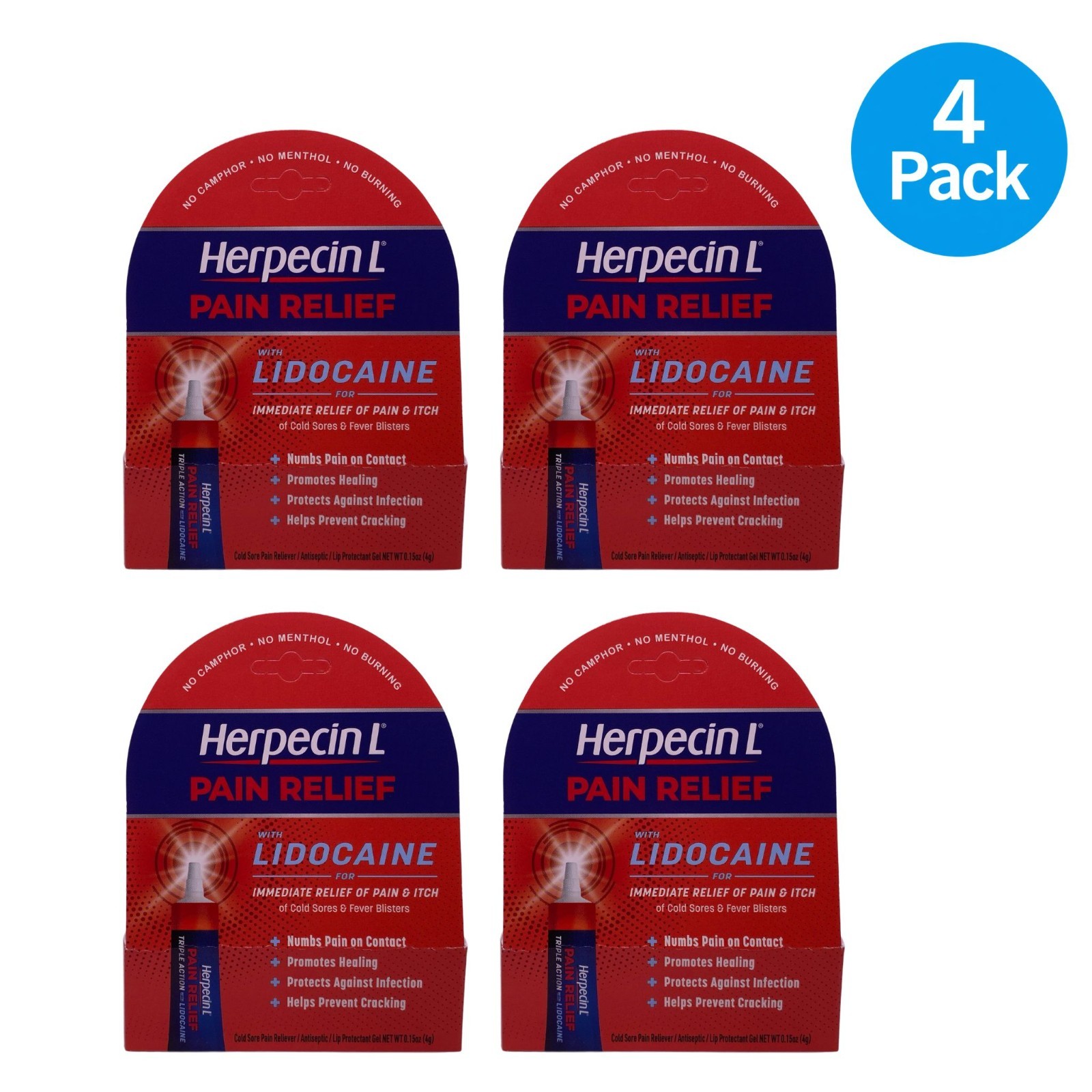 Herpecin L Pain Relief Lip Balm with Lidocaine 0.15oz 4 Pack New