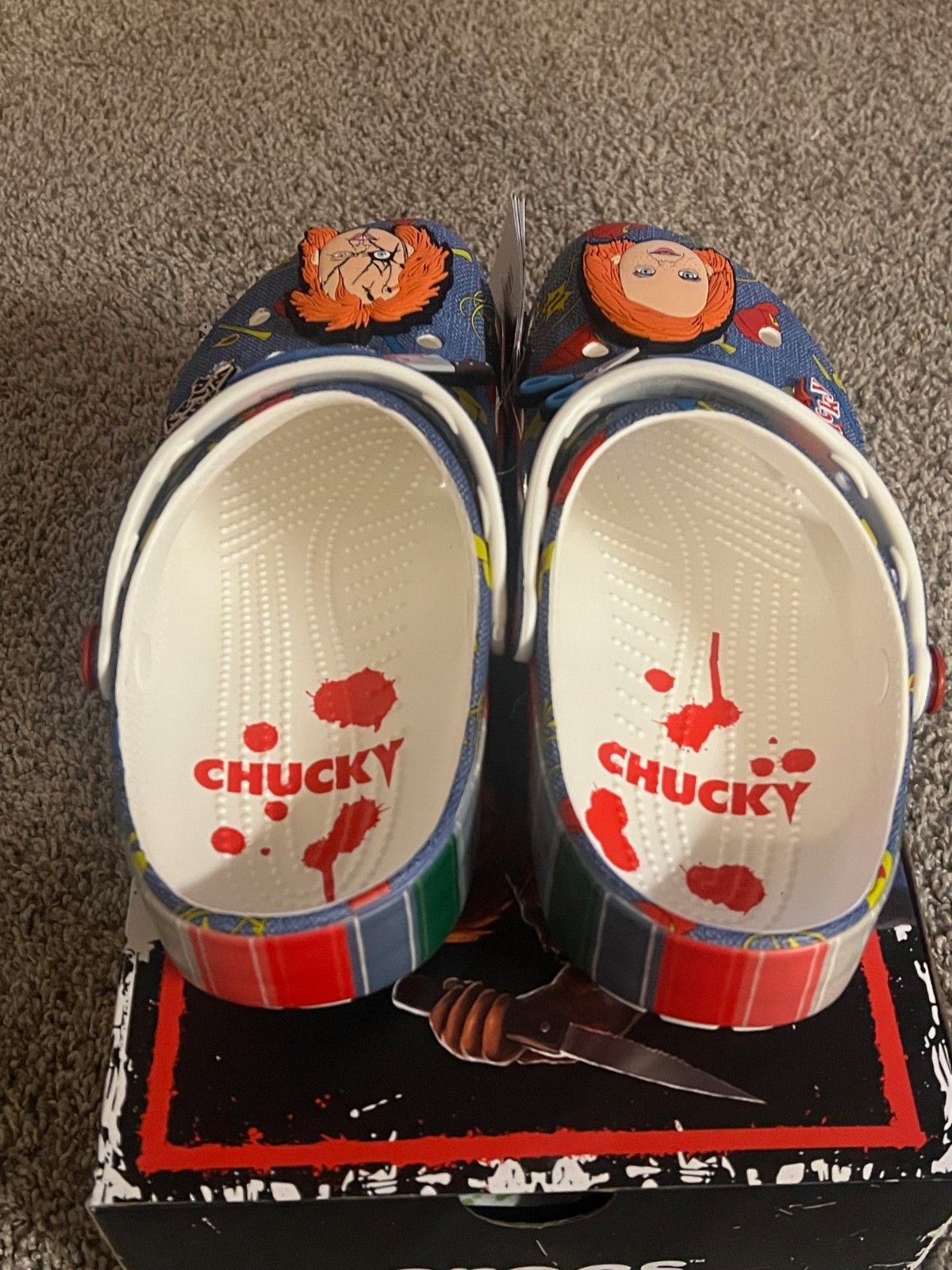 Crocs Chucky Classic Slip On Clogs Sandals Multi Blue Halloween Multiple Sizes