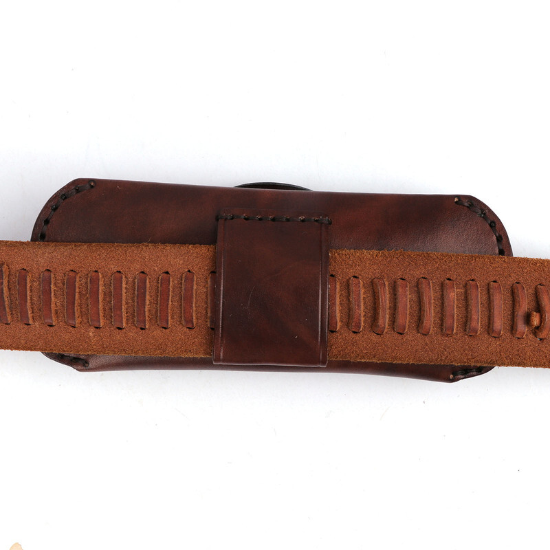 TOURBON Leather Eyeglasses Protector Case Glasses Carrier Belt Pouch Gift