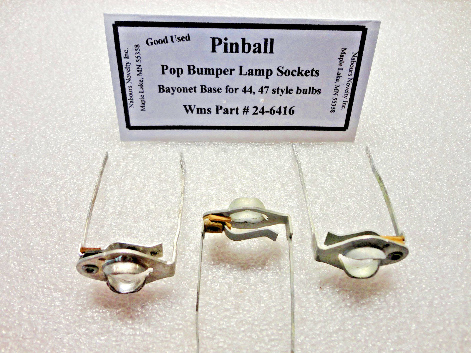 3 Used Pinball Pop Bumper Lamp Sockets, For 44, 47, or LED Bayonet Style Lamps