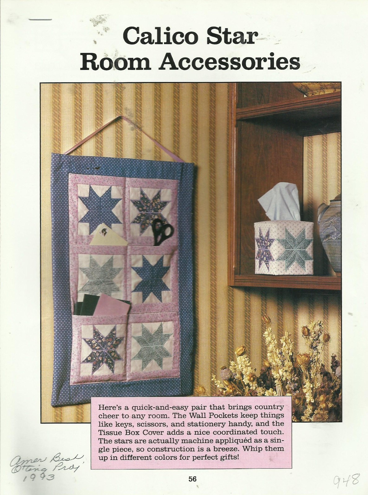 C0790 CALICO STAR ROOM ASSESSORIES QUILT PATTERN/INSTRUCTIONS