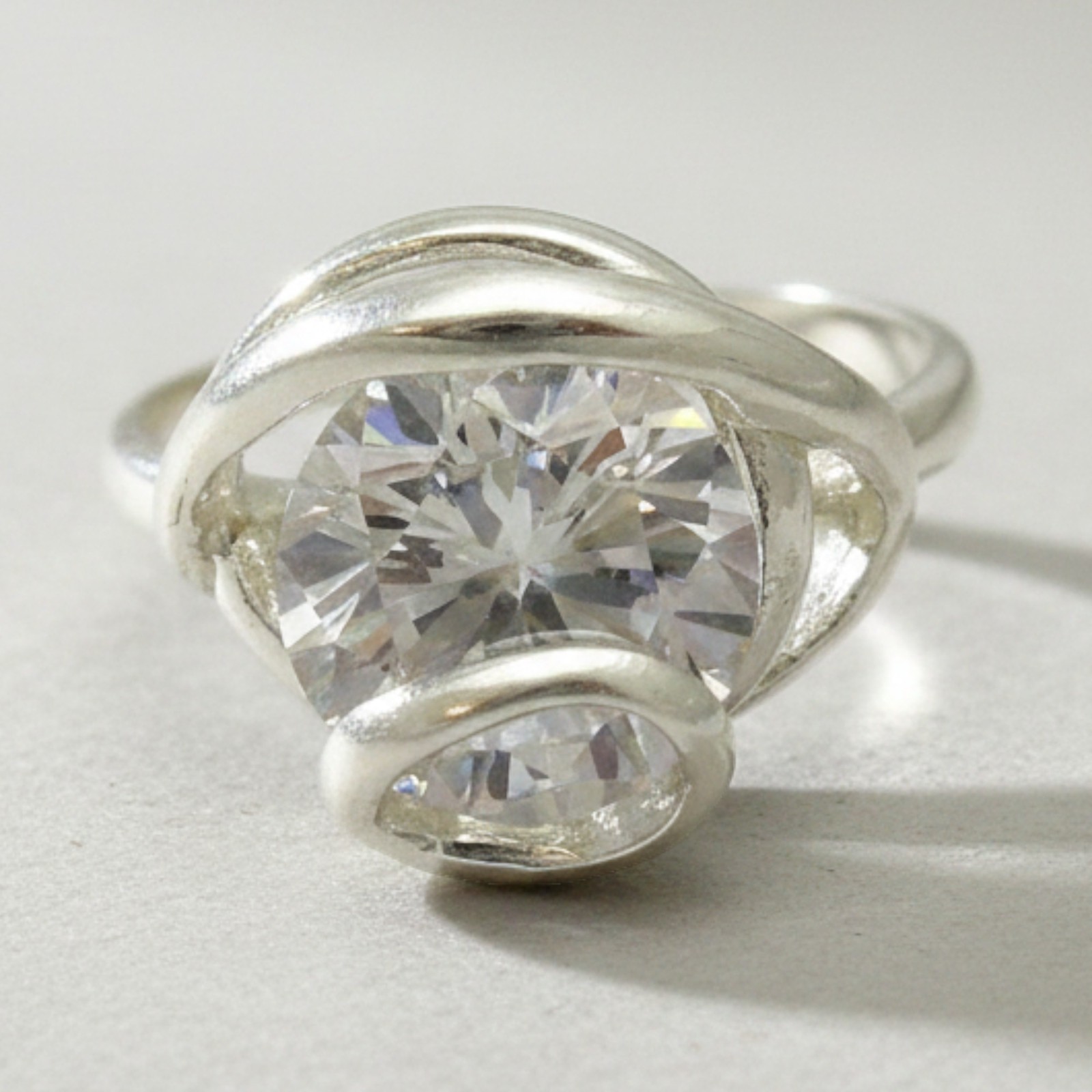 Stylish Genuine Sterling Silver Ring Solid 925 With 10MM CZ Handmade