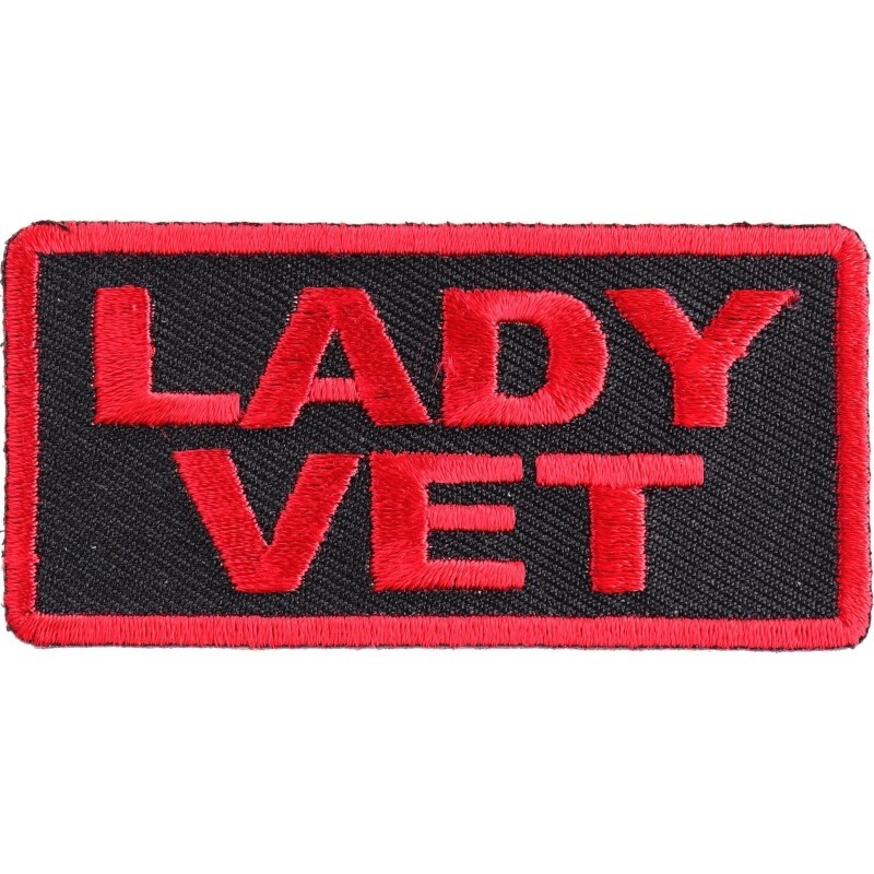 LADY VET  Military  Sew on Iron on Embroidered Patch  Black And Red  Military