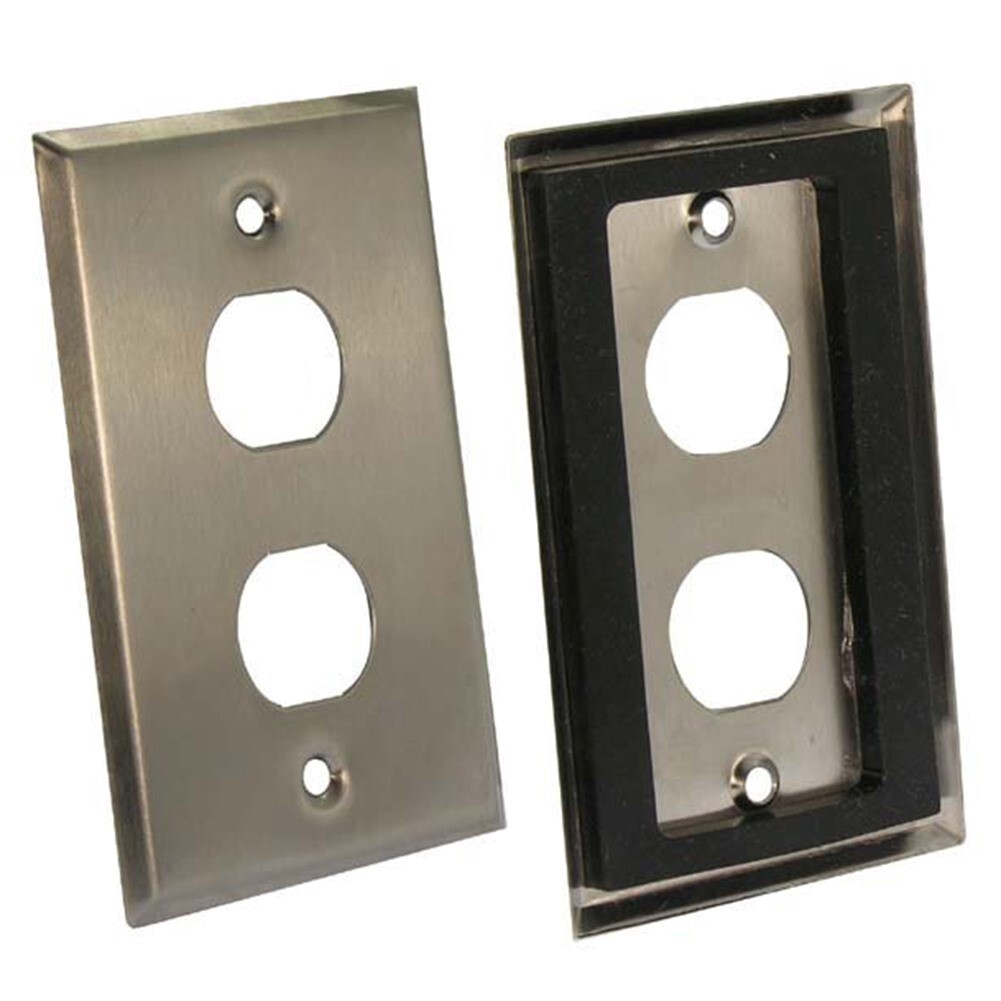 2 Port Hole Water Sealed Wall Plate Faceplate 1-Gang Cat6 RJ45 Stainless Steel