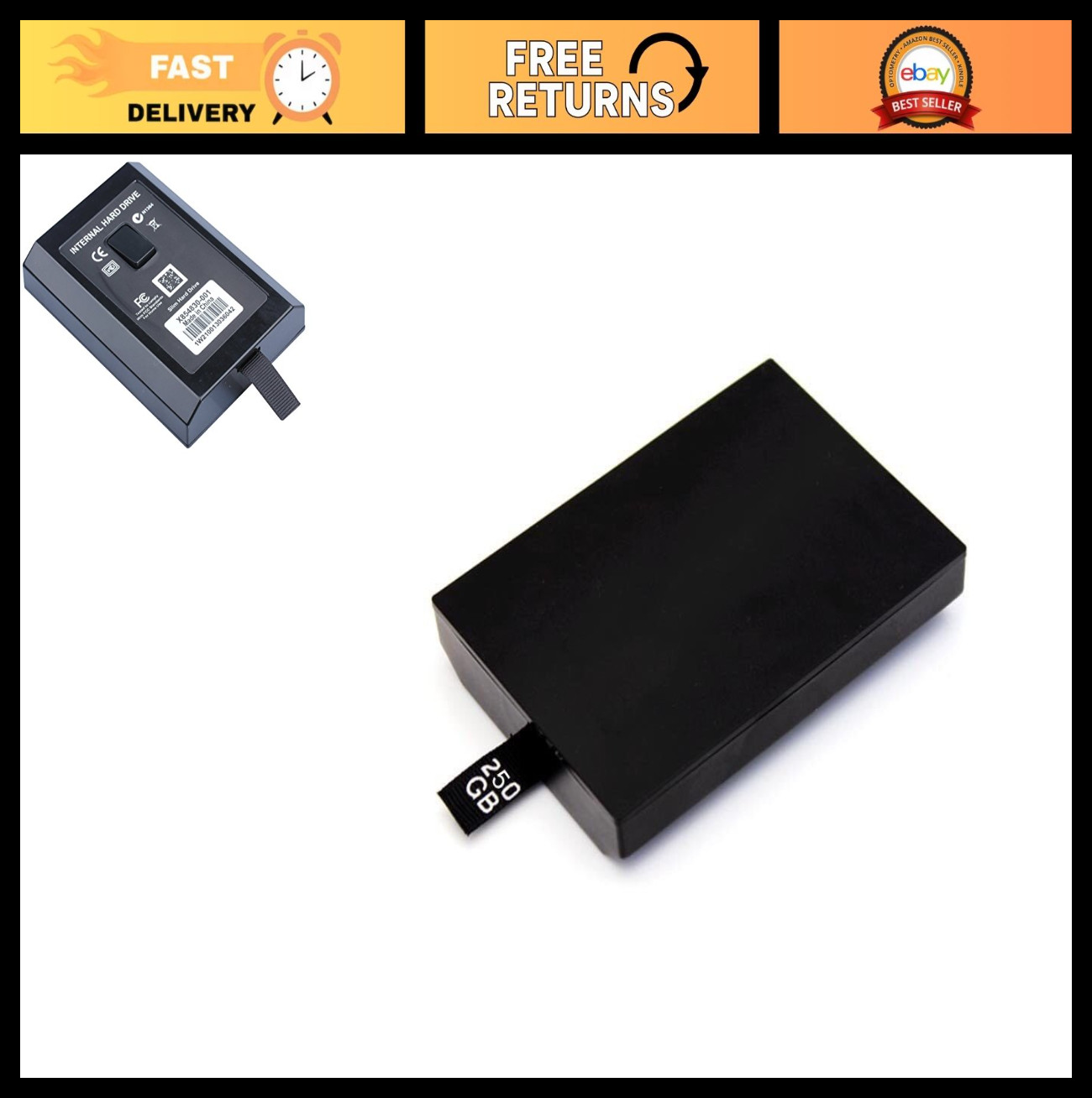250GB Internal Hard Drive for Xbox 360 S Slim - Game Storage Disk, Fast Load