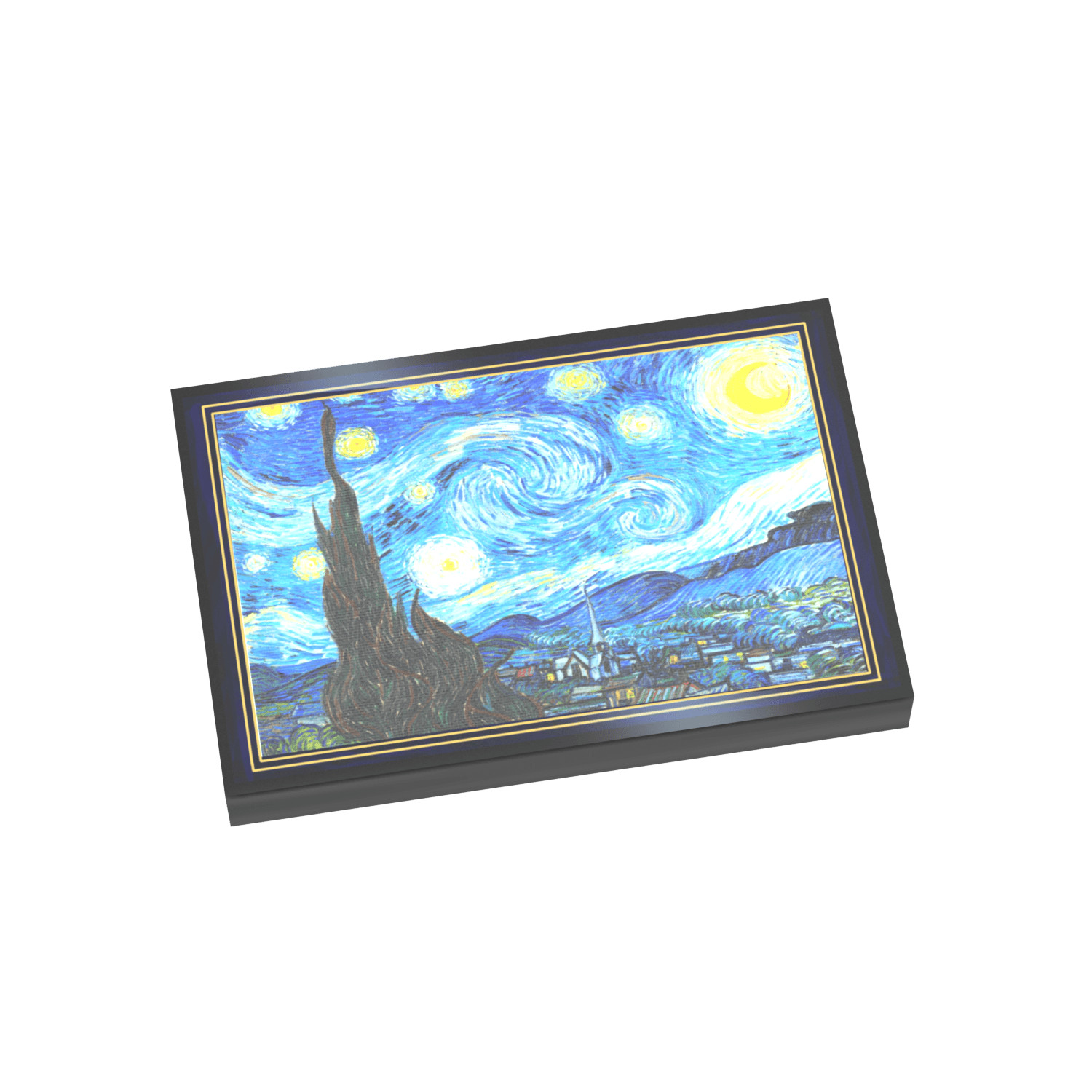 Starry Night - Minifig Scale Art - Printed 2x3 Tile - MOC