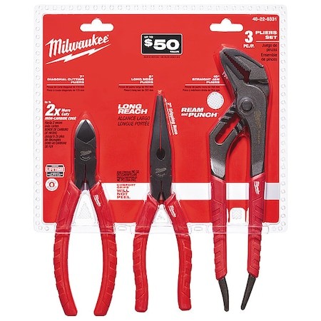 Milwaukee Tool 48-22-6331 Comfort Grip Pliers Kit, 3 Pieces