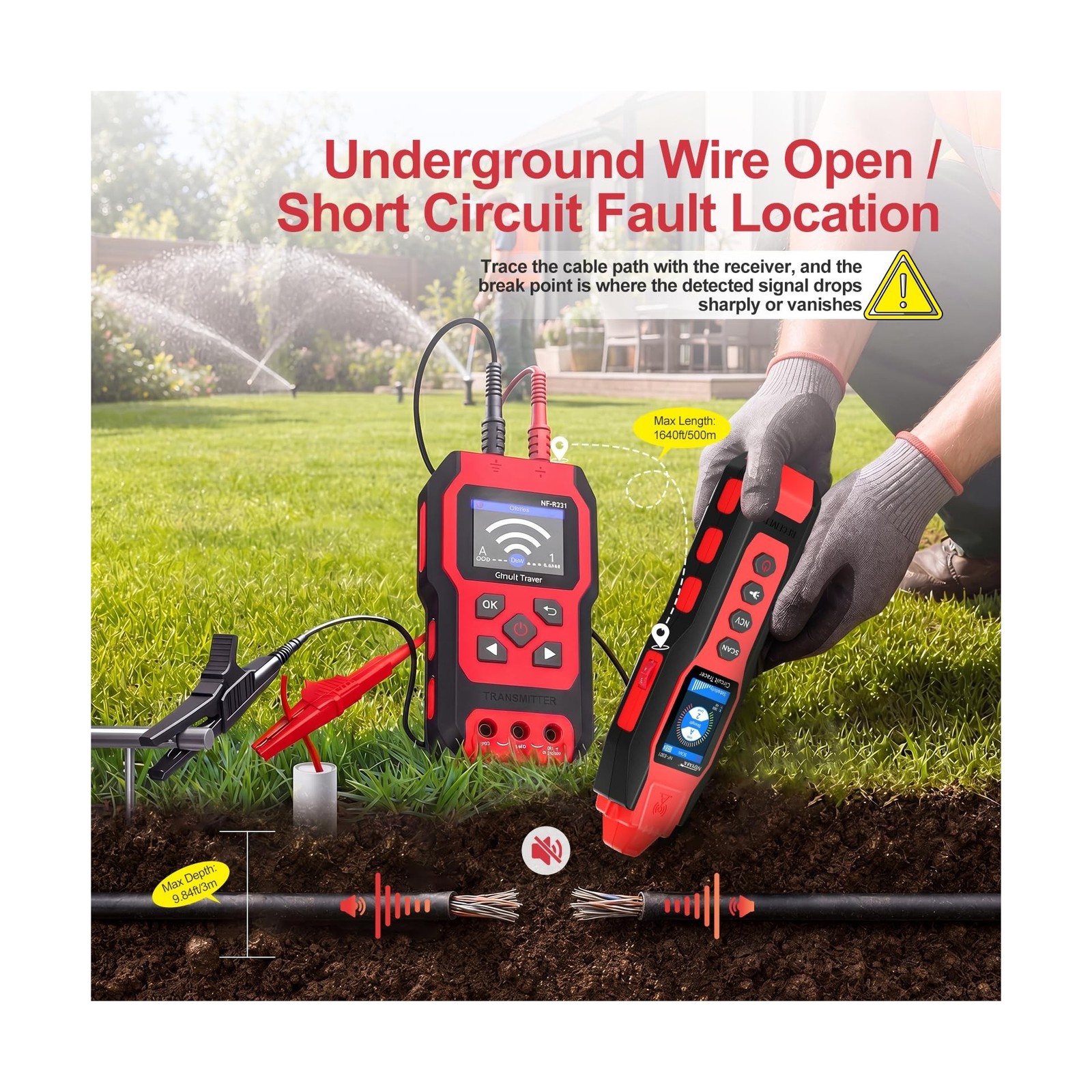 Underground Wire Locator - Upgraded Cable Locator with Digital Multimeter, Re...