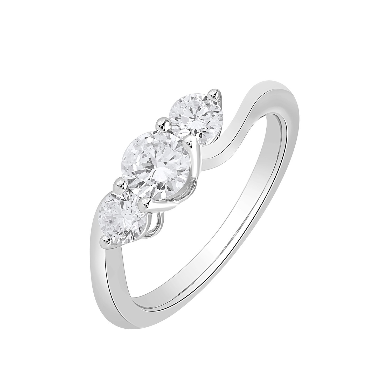 Three Stone Lab Grown Diamond Engagement Ring 1 CT 925 Sterling Silver
