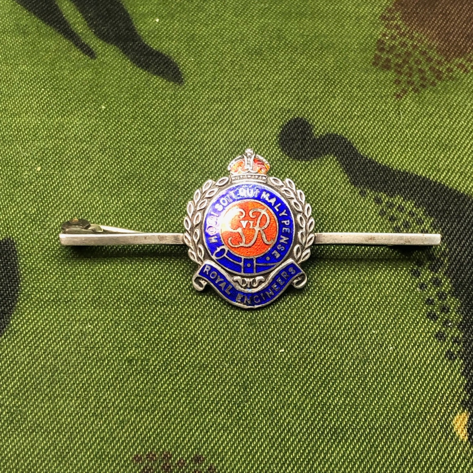 WW2 Royal Engineers Sweetheart Brooch - Original Enamel with George VI Date