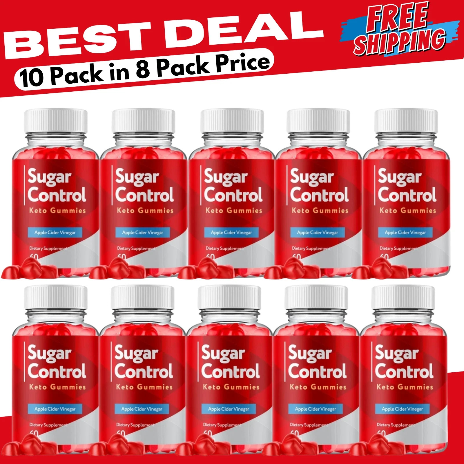 Sugar Control Keto ACV Gummies 1000MG SugarControl Vitamin Gummies (10 Pack)