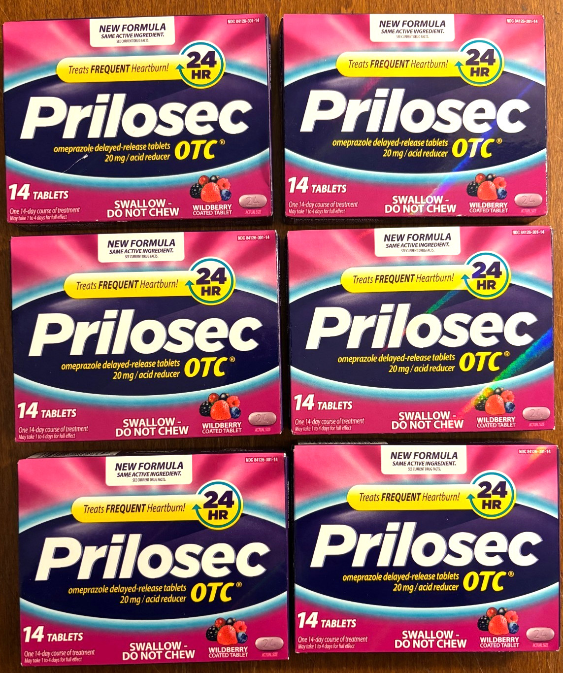 Prilosec OTC 20mg Heart Burn Reducer Wildberry 14/ct *LOT OF 6* EXP: 02/2027