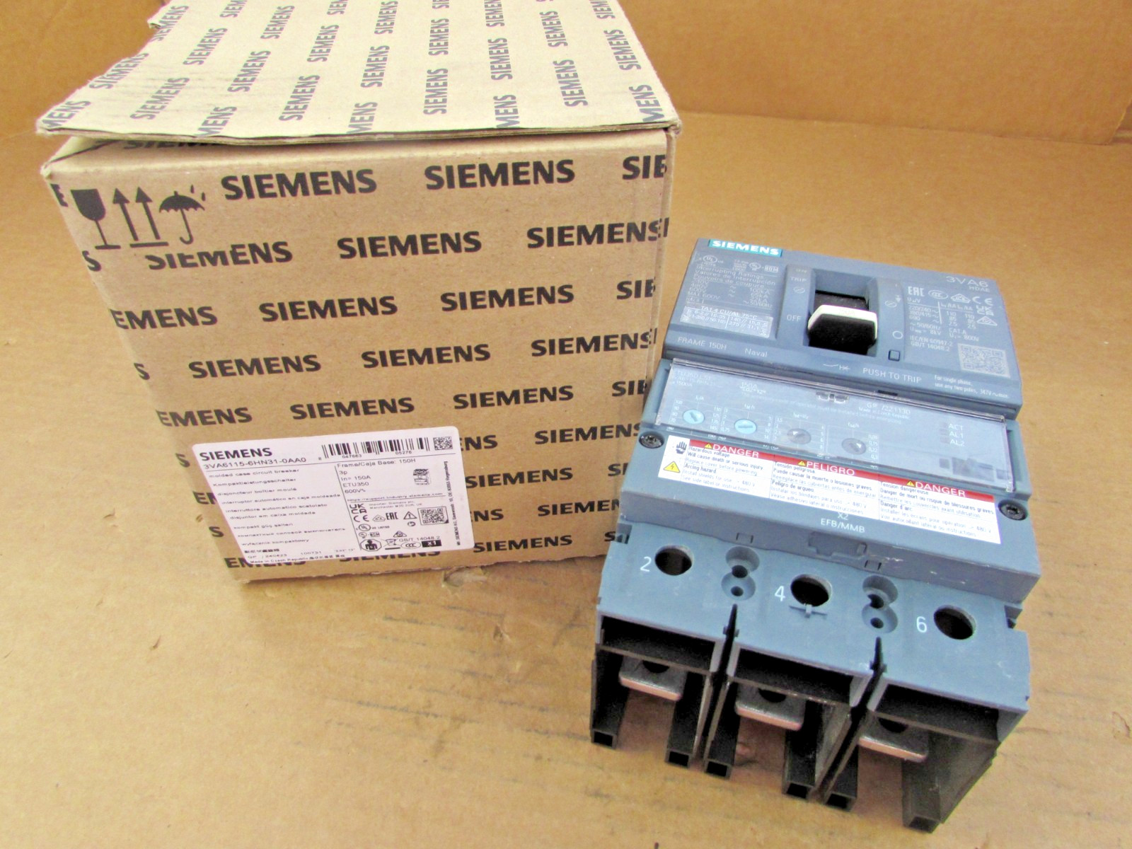 Siemens 3VA6115-6HN31-0AA0 3 Pole 480V 150 Amp Circuit Breaker (BRAND NEW)