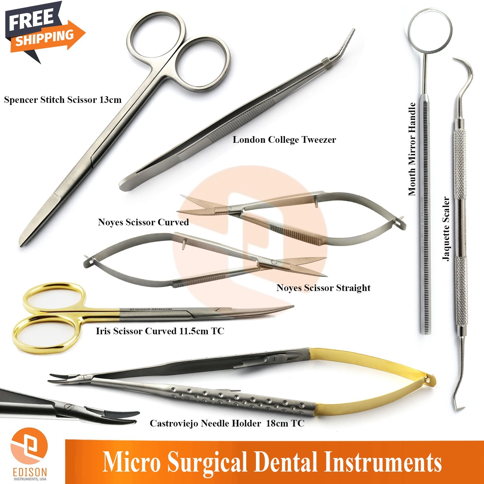 7Pcs Dental Ophthalmic Micro Surgery Scissors Forceps Instrument Kit German