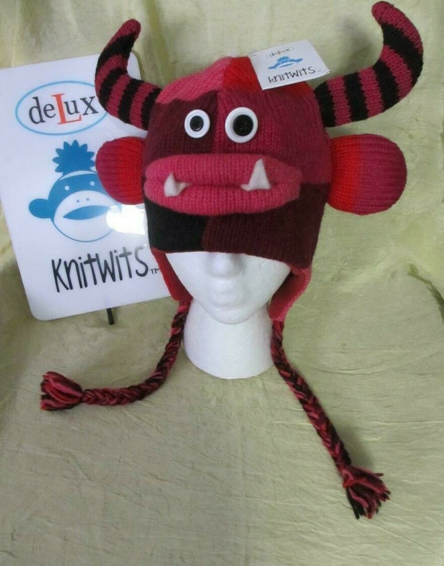 New Adult deLux knitwits red pink black monster costume FLEECE LINED toe sock