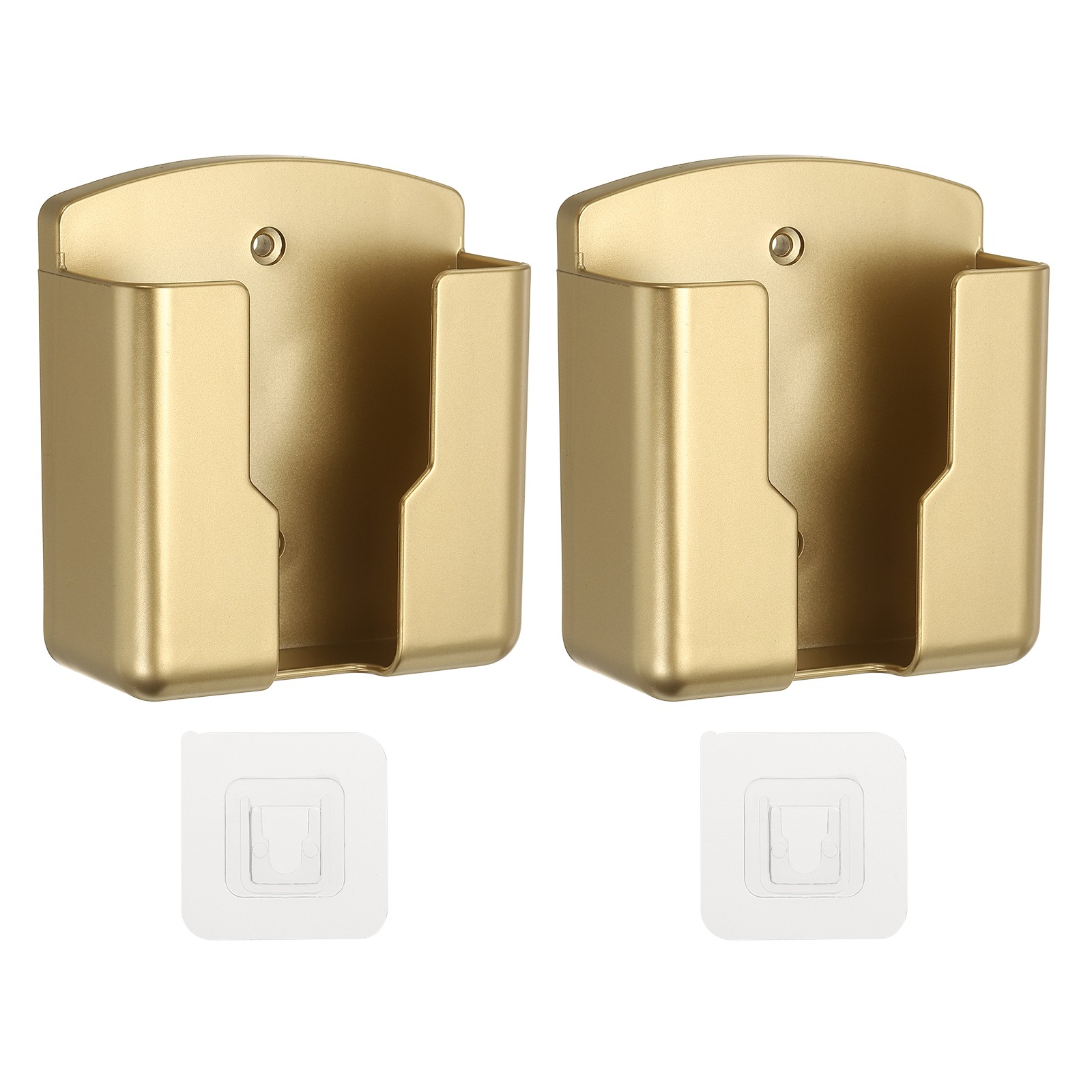 2Pcs 3.5" Remote Control Holder Wall Mount Adhesive Controller Organizer, Gold