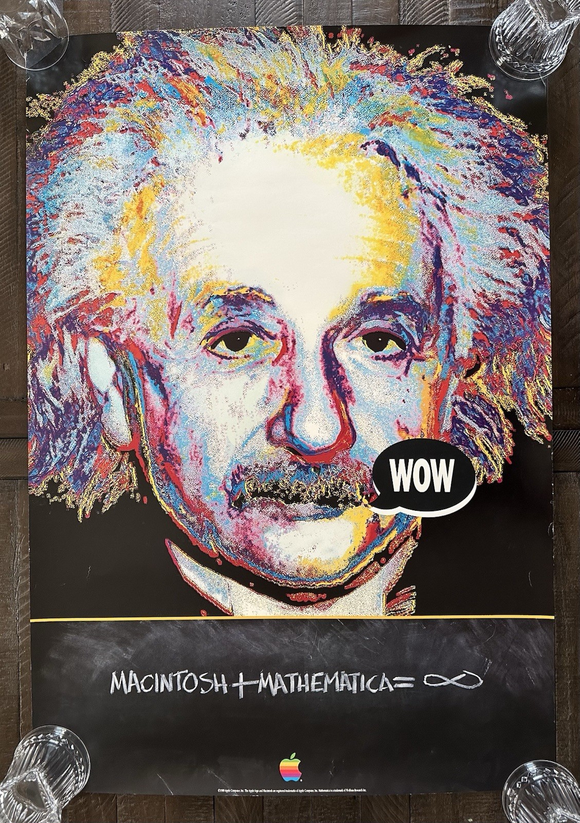Vintage 1988 Macintosh Apple Computer Albert Einstein Poster 35x24 Advertisement