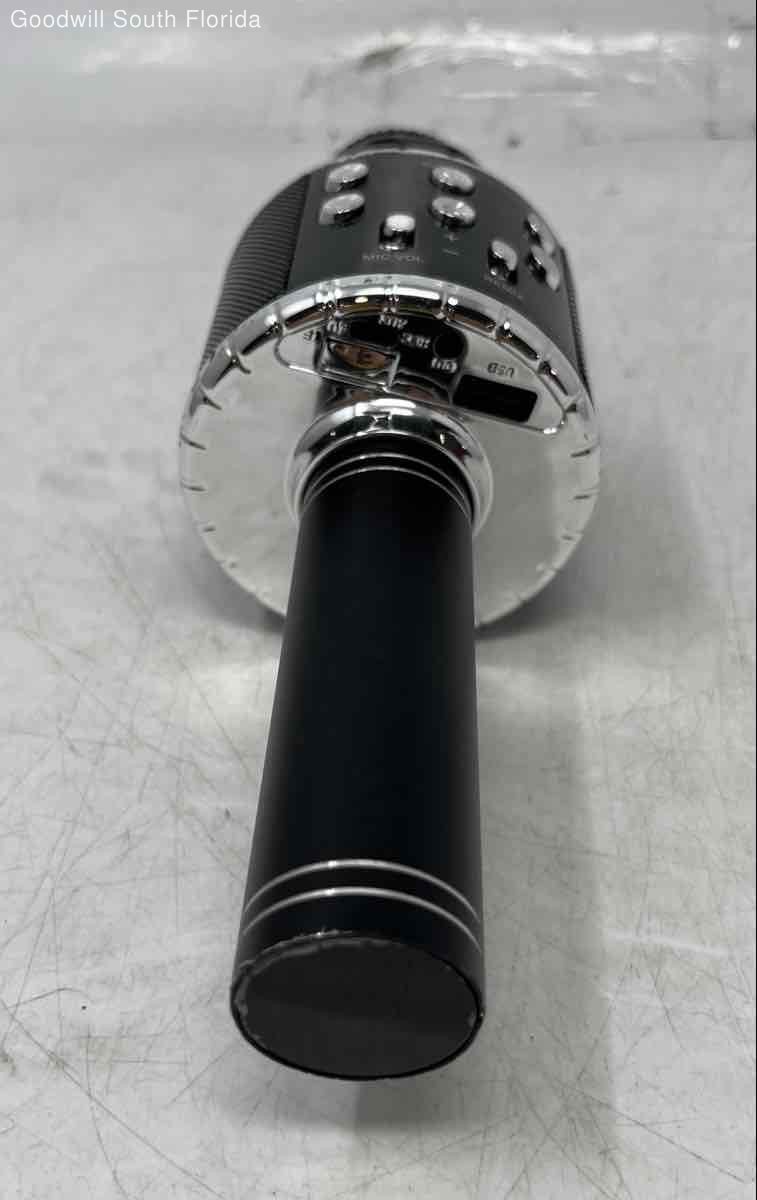 Black Silver-Tone Portable Handheld Wireless Karaoke Microphone Not Tested