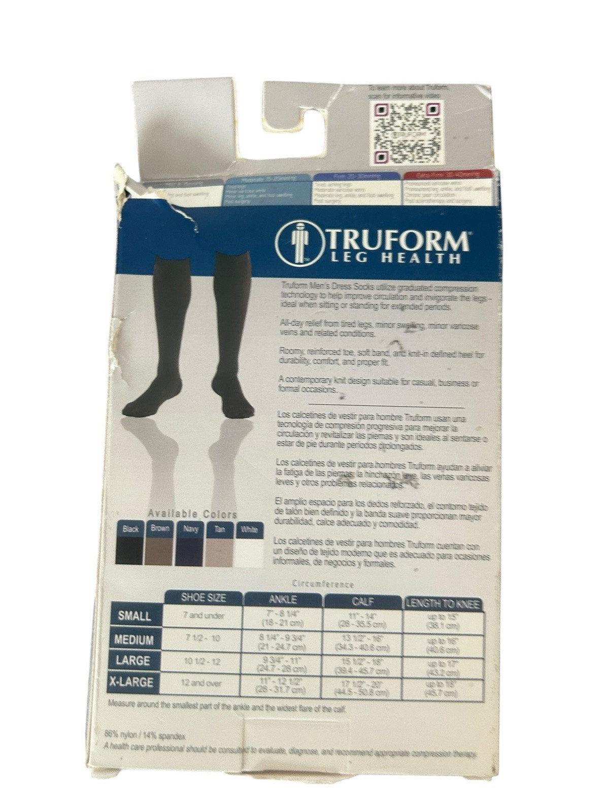 TRUFORM leg health 1943BL-L large 15-20 MODERATE knee high socks New